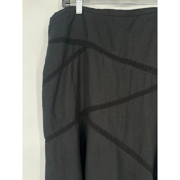 Lane Bryant Skirt 18 20 Plus Black Flare Linen Blend Knee Coastal Minimalist - Picture 2 of 8